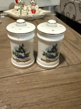 Vintage Walt Disney World Castle Salt & Pepper Shakers with Gold Trim